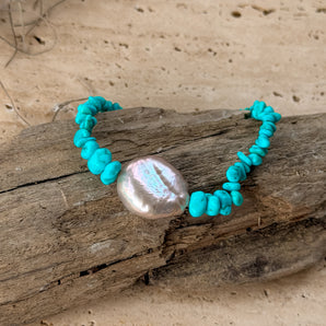 Turquoise and Pearl Bracelet