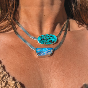 Lunar Herringbone Necklace (turquoise)