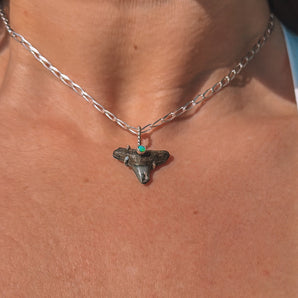 Shark Tooth and Opal Pendant