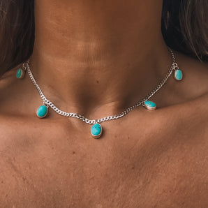 Charming Curb Chain Necklace (Turquoise)