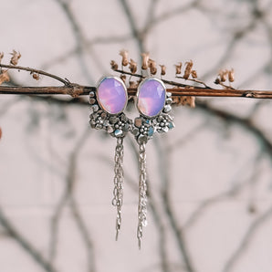 Chalcedony Floral Dangles