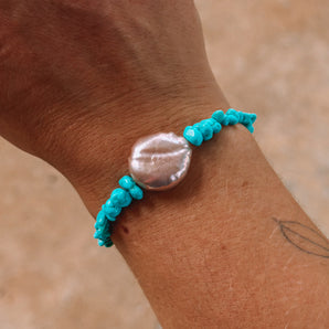 Turquoise and Pearl Bracelet