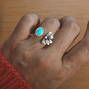 TURQUOISE FLOWER OPEN ROAD RING