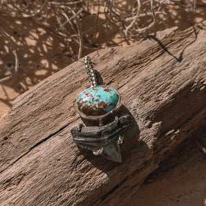 Shark Tooth and Number 8 Turquoise Pendant