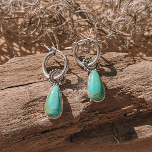 Turquoise Beaded Hoops
