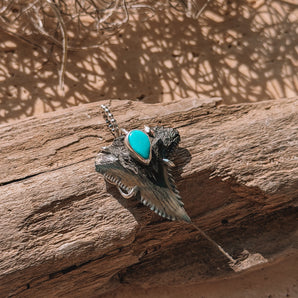Shark Tooth and Sonoran Turquoise Pendant