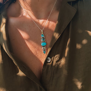 Abalone and Sonoran Turquoise Pendant